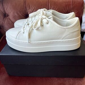 Massimo Dutti white leather platform sneakers size 38